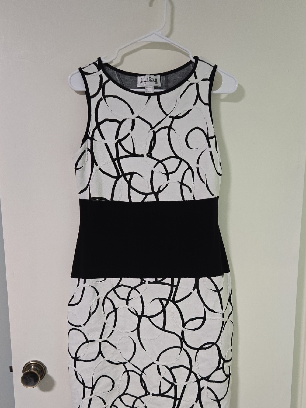 Joseph Ribkoff Black & White Sleeveless Midi Dress